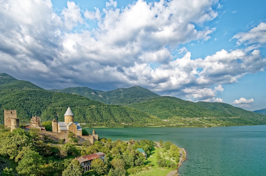 Ananuri Fortress overlooking the Aragvi River reservoir
