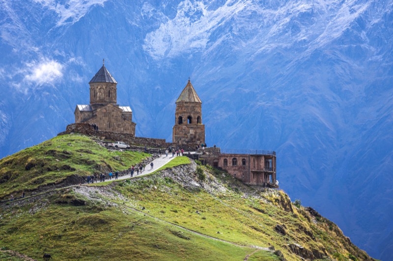 Kazbegi Day Trip - Gergeti Trinity Church with mountain backdrop