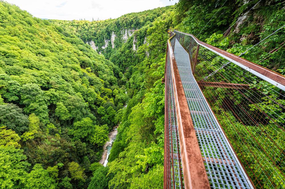 Okatse Canyon suspended walkway above the gorge
