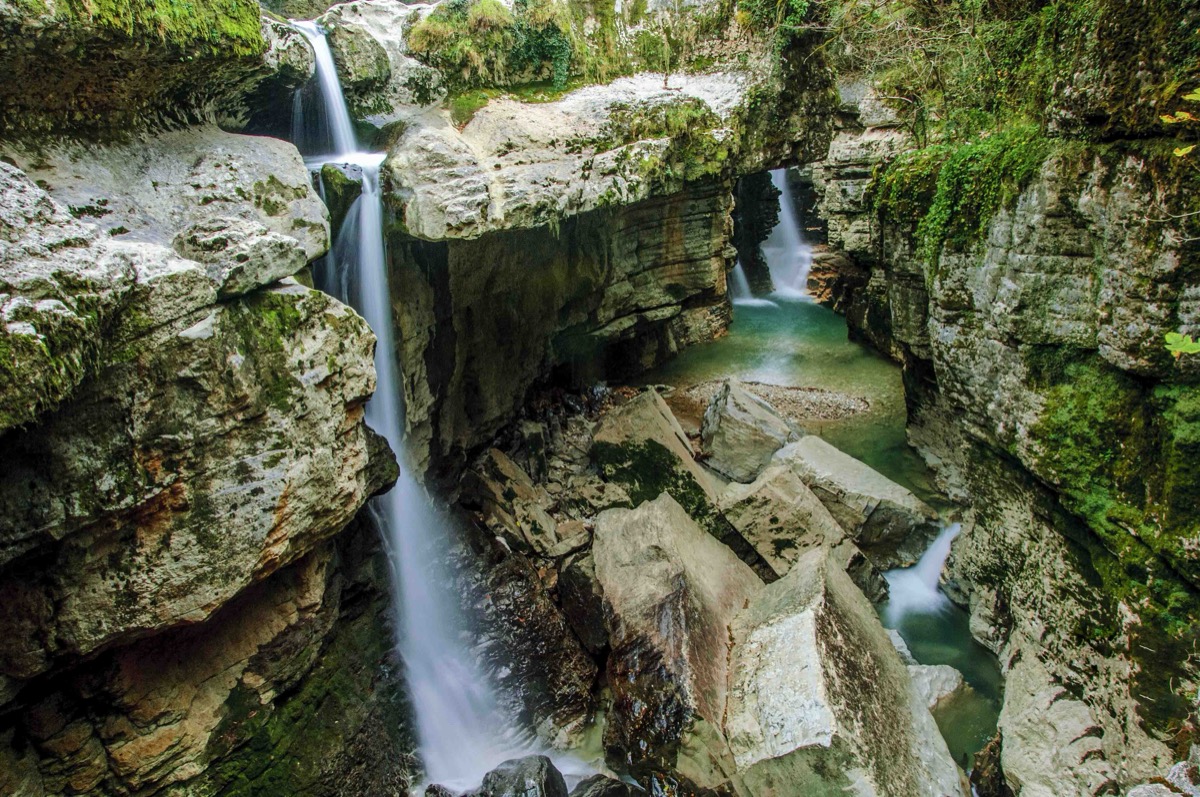 Waterfall inside Martvili Canyon