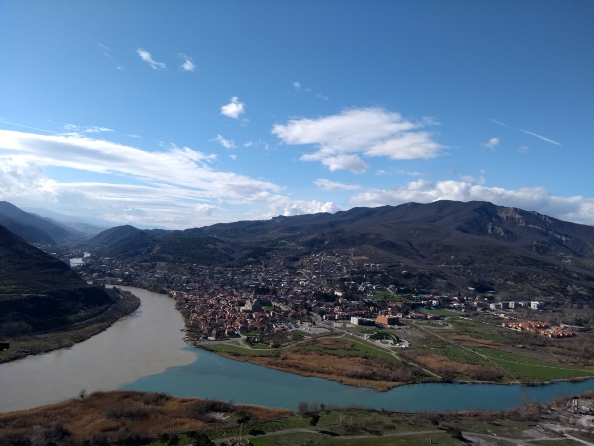 Confluence of Mtkvari and Aragvi rivers viewed from Jvari