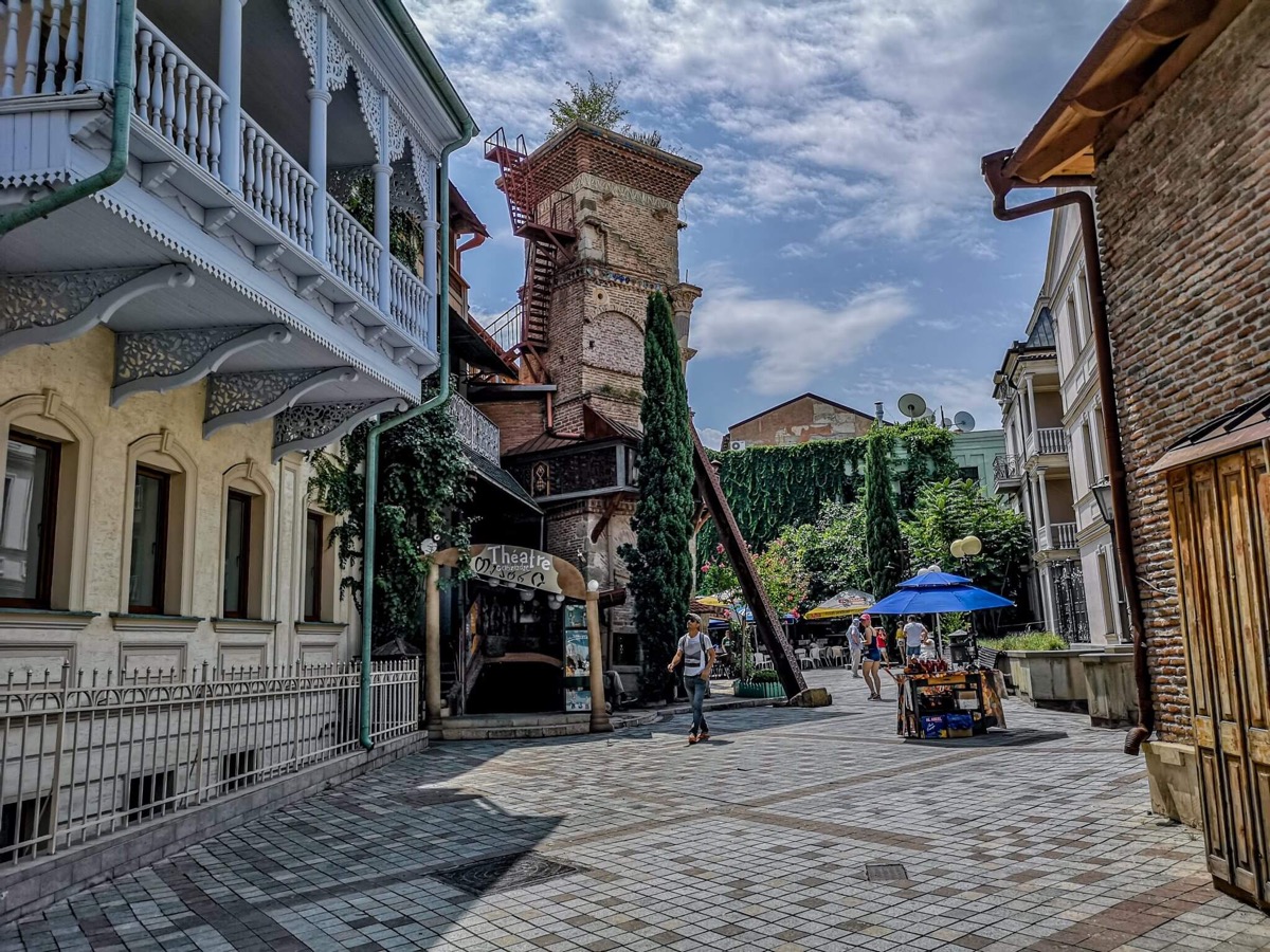 Tbilisi Old Town with colorful wooden balconies and narrow streets