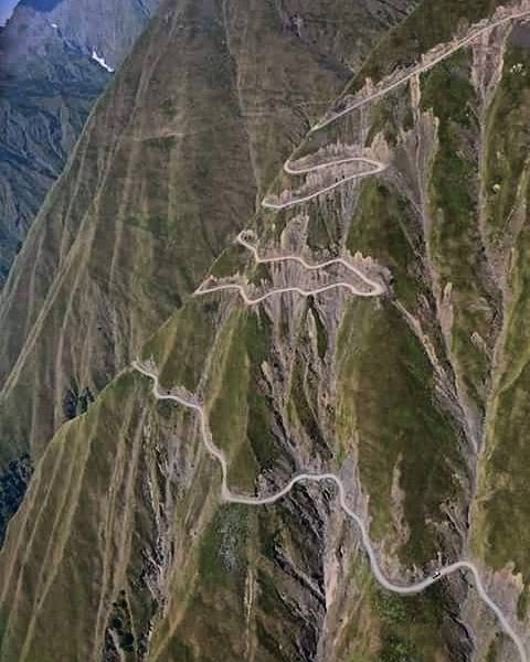 Abano Pass road with dramatic switchbacks