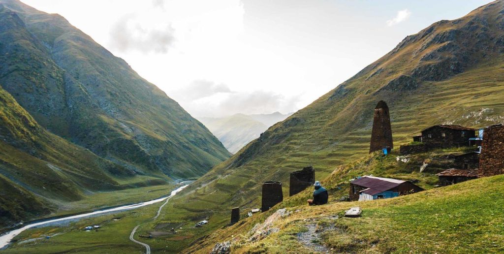 Panoramic mountain views from Tusheti