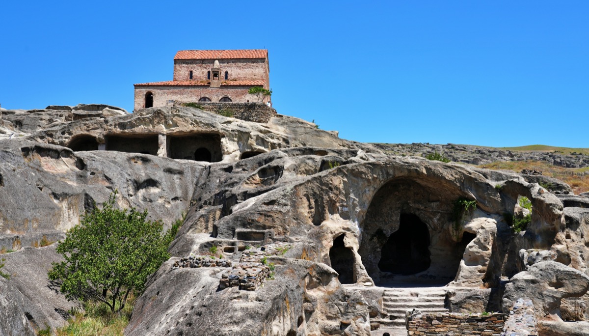 Ancient theater carved into rock at Uplistsikhe