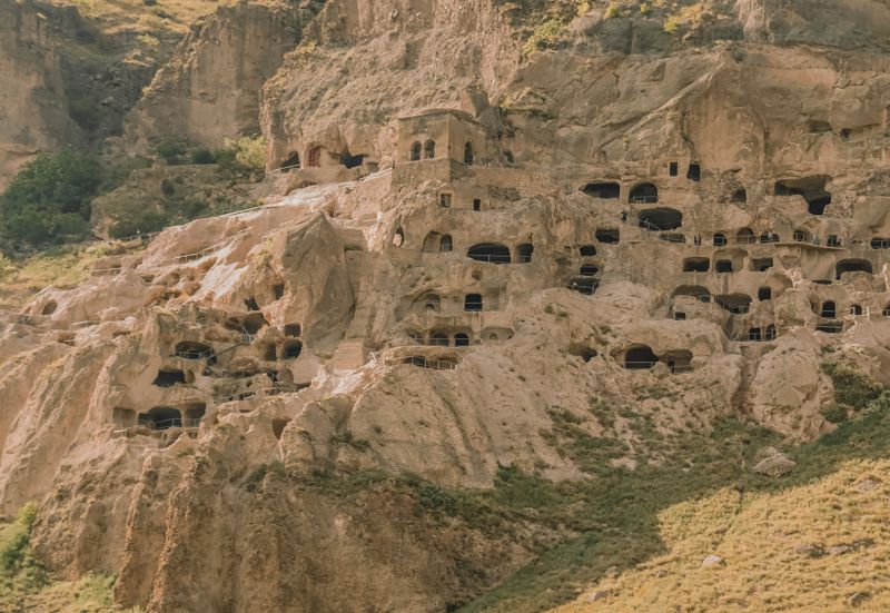 Vardzia cave monastery carved into cliff face
